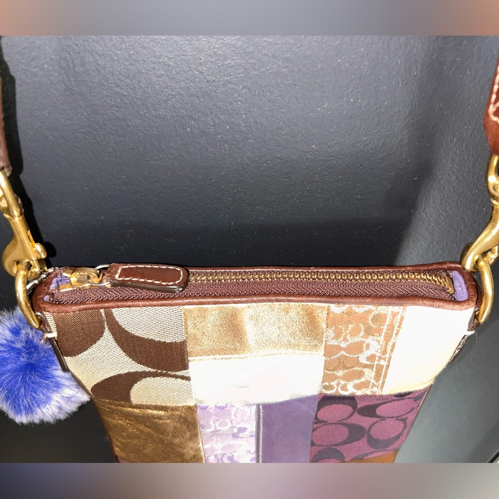 Rare Y2k Coach Patchwork Swingpack Metallics, Sue… - image 8